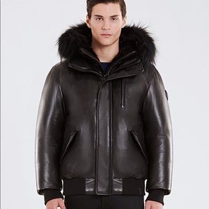 Rudsak Crawley Leather Down Bomber Jacket L